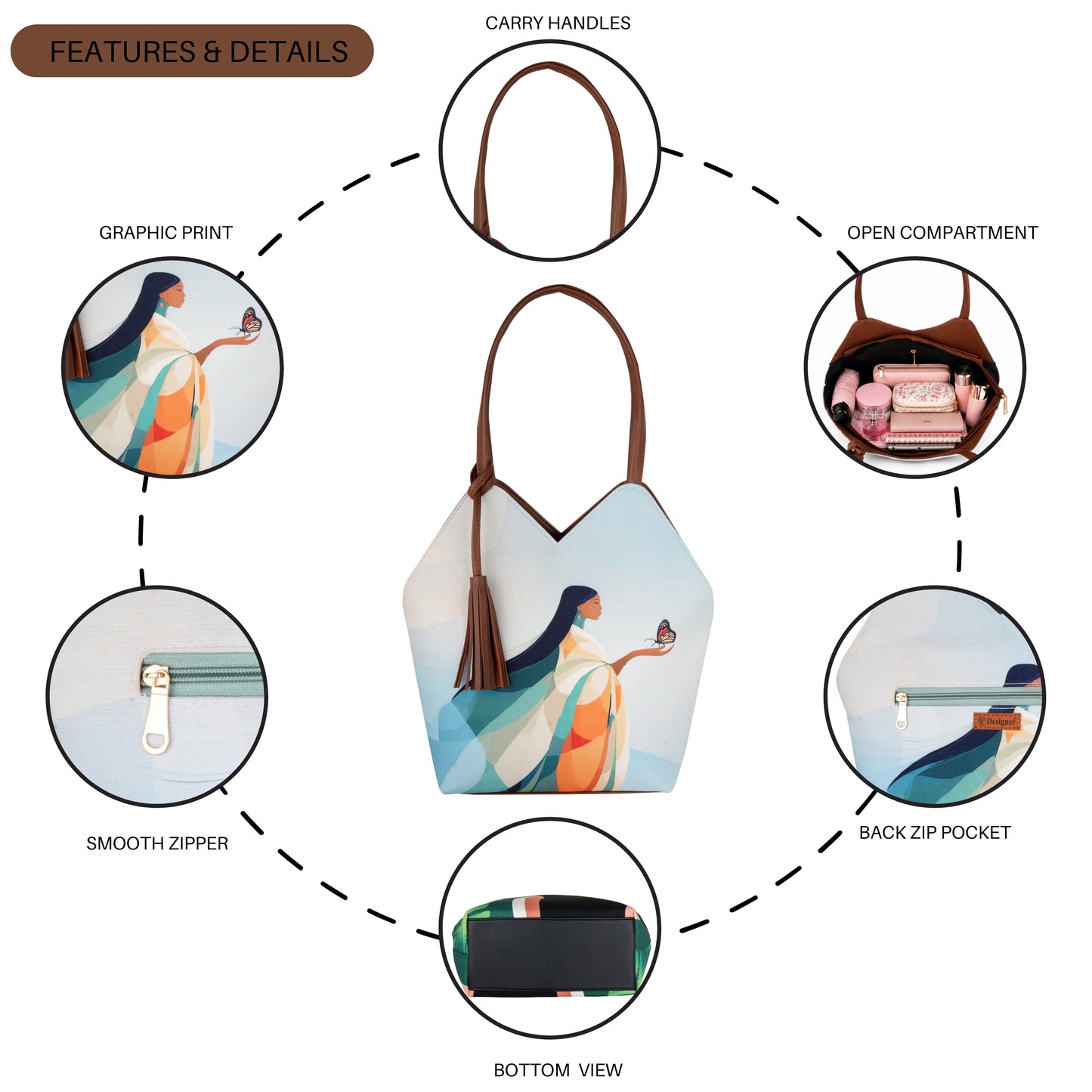 Artistic Printed Tote Handbag